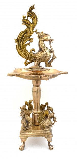Peacock over Chowki Brass Diya
