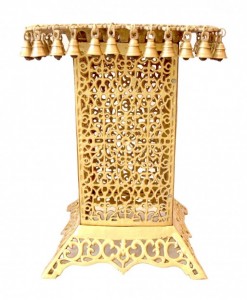 Ethnic Design Brass Decorative Corner Table with Hanging Bells