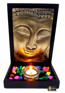 Buddha Design Tea Light Holder Décor - Antique Brass Finish