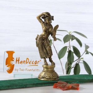 Brass Lady with Mirror Showpiece