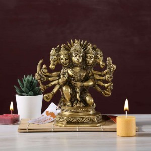 Seated Panchmukhi Hanuman Brass Statue