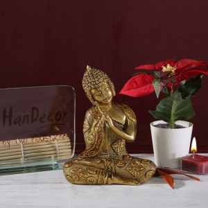 Buddha Resting Premium Brass Multicolored Showpiece