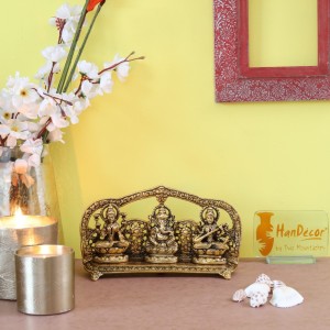 Laxmi Ganesha Saraswati Golden Idol