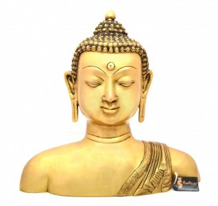 Brass Buddha Bust 14 Inches Showpiece