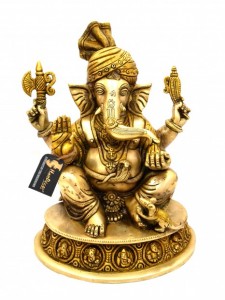 Aashirwaad Ganesha on Round Base Brass Showpiece