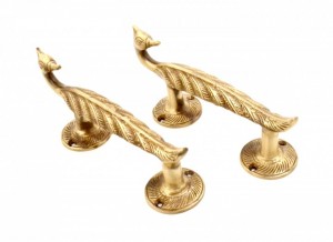 Seahorse Design Brass Door Handle Pair