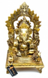Ganesha 17 Inches Multicolored Brass Statue