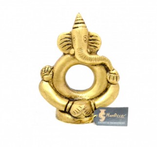 Ring Ganesha Antique Yellow Brass Showpiece