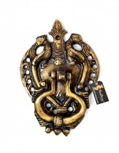 Twin Peacock Design Brass Door Knocker