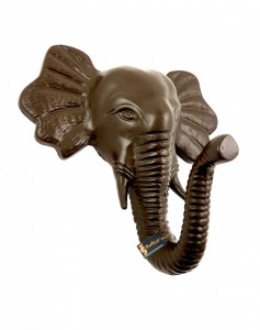 Metal Standing Elephant Shape Single Wall Figurine Hook