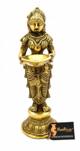Brass Deeplaxmi Statue 9 Inches Golden