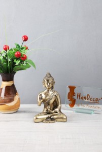 Buddha Healing 7 Inches Aashirwaad Mudra Brass Statue