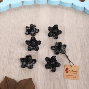 Flower Design Cabinet/Wardrobe Knobs (Black, Pack of 6)