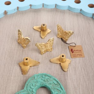 Butterfly Design Cabinet/Wardrobe Knobs (Golden, Pack of 6)