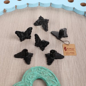 Butterfly Design Cabinet/Wardrobe Knobs (Black, Pack of 6)