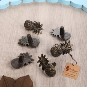 Pineapple Design Cabinet/Wardrobe Knobs (Antique Brass Finish, Pack of 6)