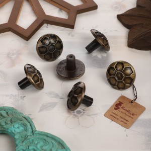 Soccer Ball Design Cabinet/Wardrobe Knobs Antique Brass Finish, Pack of 6