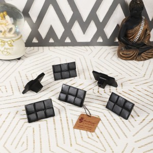 Modern 6 Blocks Design Cabinet/Wardrobe Knobs (Black, Pack of 6)