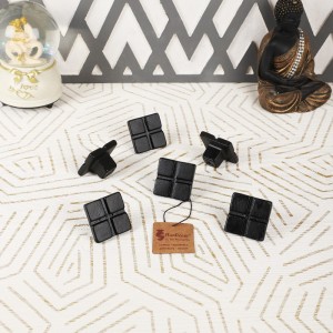 Modern 4 Blocks Design Cabinet/Wardrobe Knobs (Black, Pack of 6)