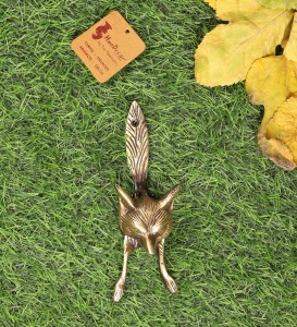 Fox Head Design Brass Door Knocker Standard, Antique Finish