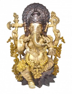 Handcrafted Brass Ganesha Brown Statue