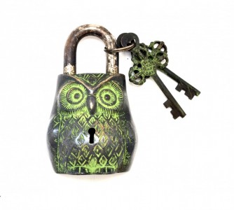 Owl Design Door Lock Brown