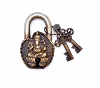 Ganesha Curved Design Door Lock Golden
