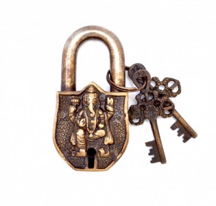 Ganesha Design Door Lock Golden