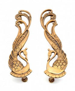 Peacock Design Door Handle Pair