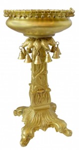 Ethnic Brass Urli on Carved Pillar