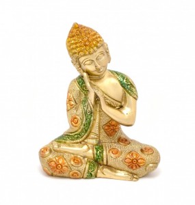 Buddha Resting Premium Brass Multicolored Showpiece